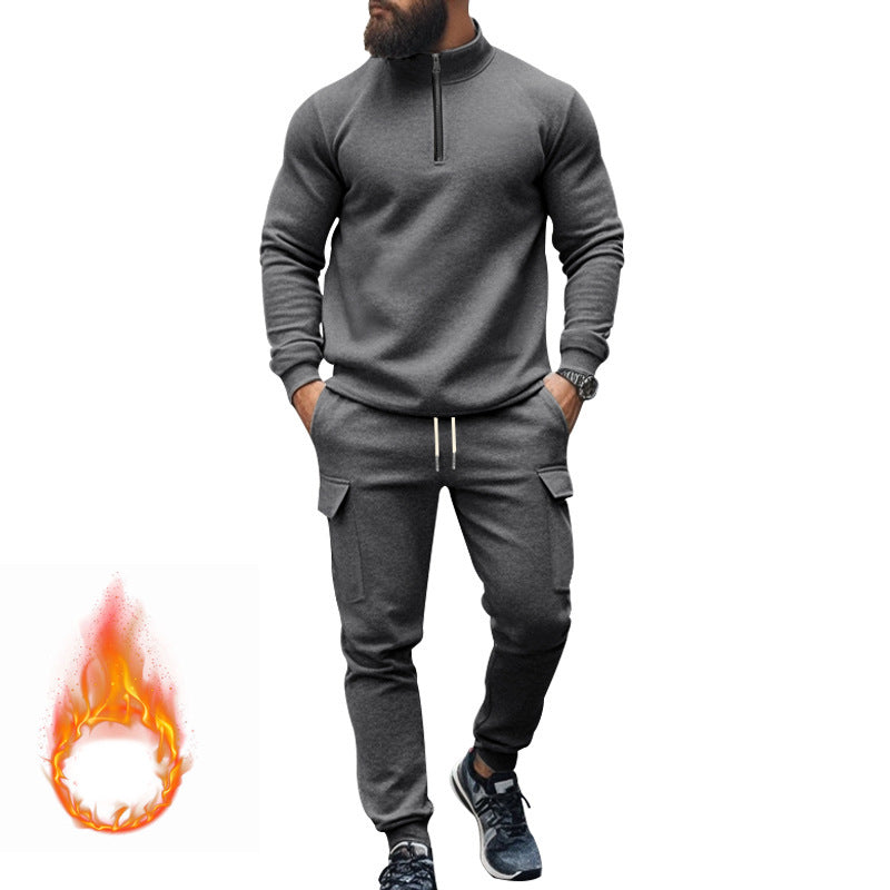 Herren Sportanzug Sweat mit Taschen Hochkragen Modern