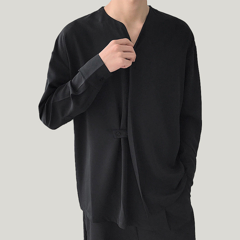 Herren Bluse Asymmetrisch Elegante Kurzarm - BerlinGlamour