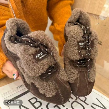 Damen Sneaker Warm Lammfell Rutschfest Comfort
