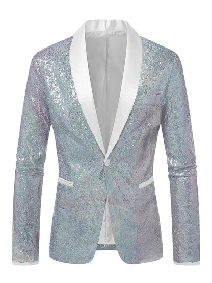 Herren Blazer Pailletten Modern Schnitt Glamour