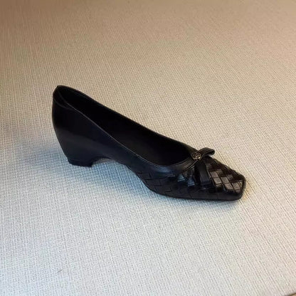 Damen Ballerinas Geflochtene Schuhe mit Schleife Elegant