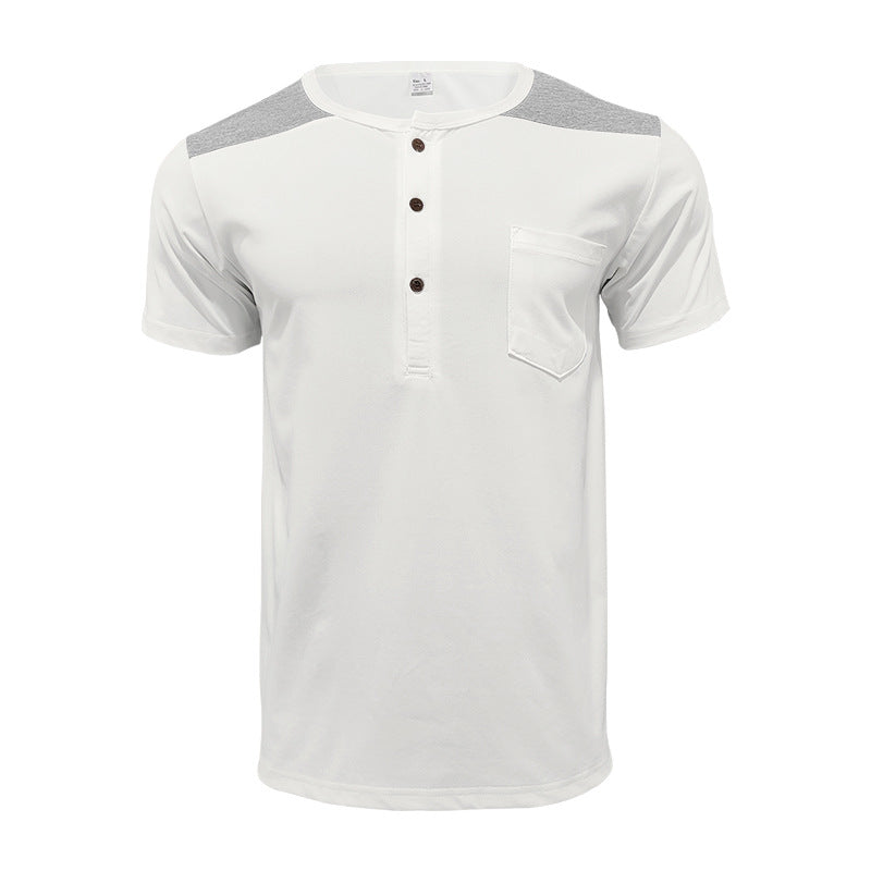 Herren Henley-Shirt Kurzarm mit Kontrastdetails und Brusttasche