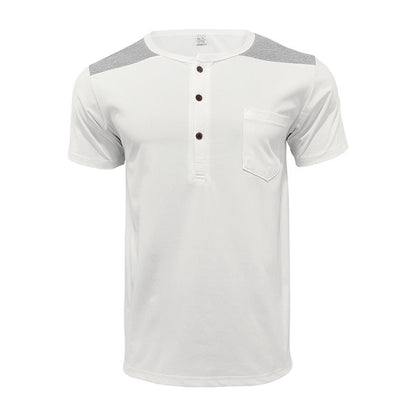Herren Henley-Shirt Kurzarm mit Kontrastdetails und Brusttasche
