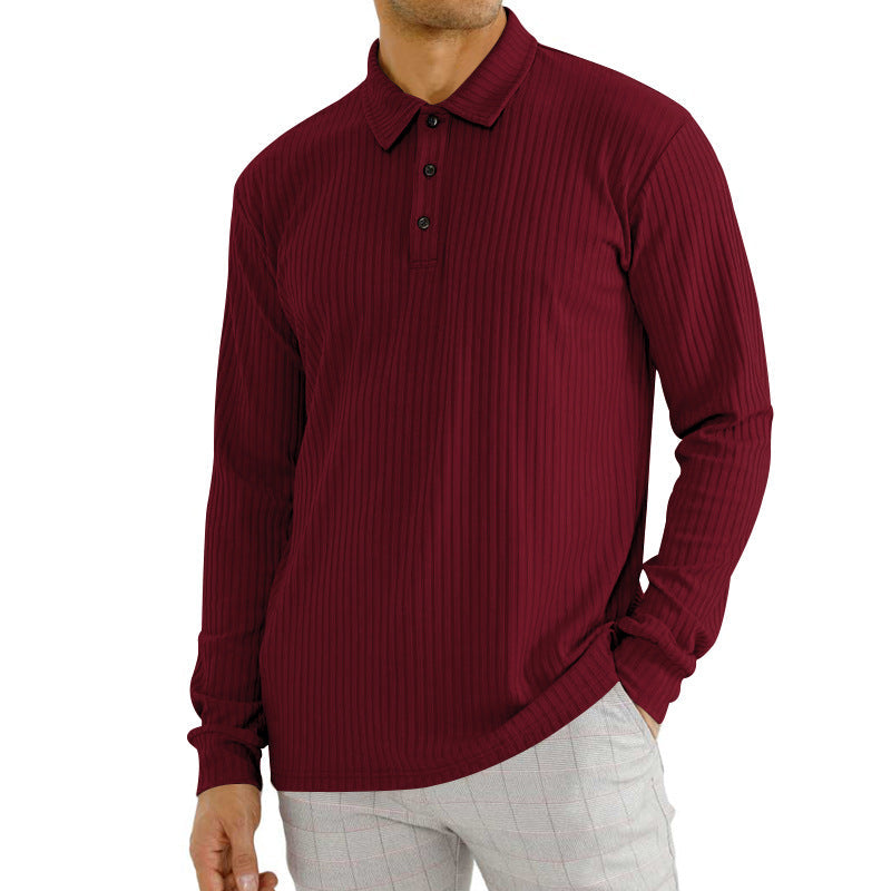 ein Beispiel für einen Online-Shop-Titel: Stilvolle Langarm-Polo mit Rippenmuster und Glamour