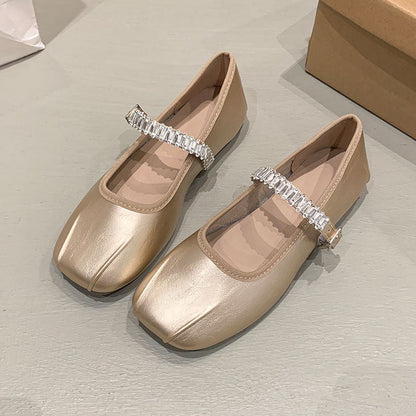 Damen Ballerinas Glitzer Riemen Elegant Schuhe