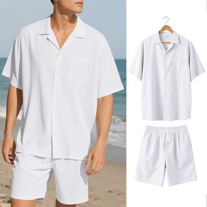 Herren Sommergarnitur Atmungsaktiv Kurzarmhemd Shorts