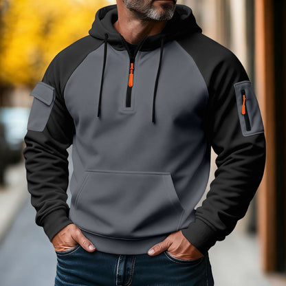 Herren Hoodie Funktional mit Reißverschluss und Taschen