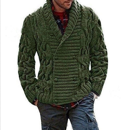 Herren Strickjacke Modern mit Zopfmuster und Doppelknöpfen