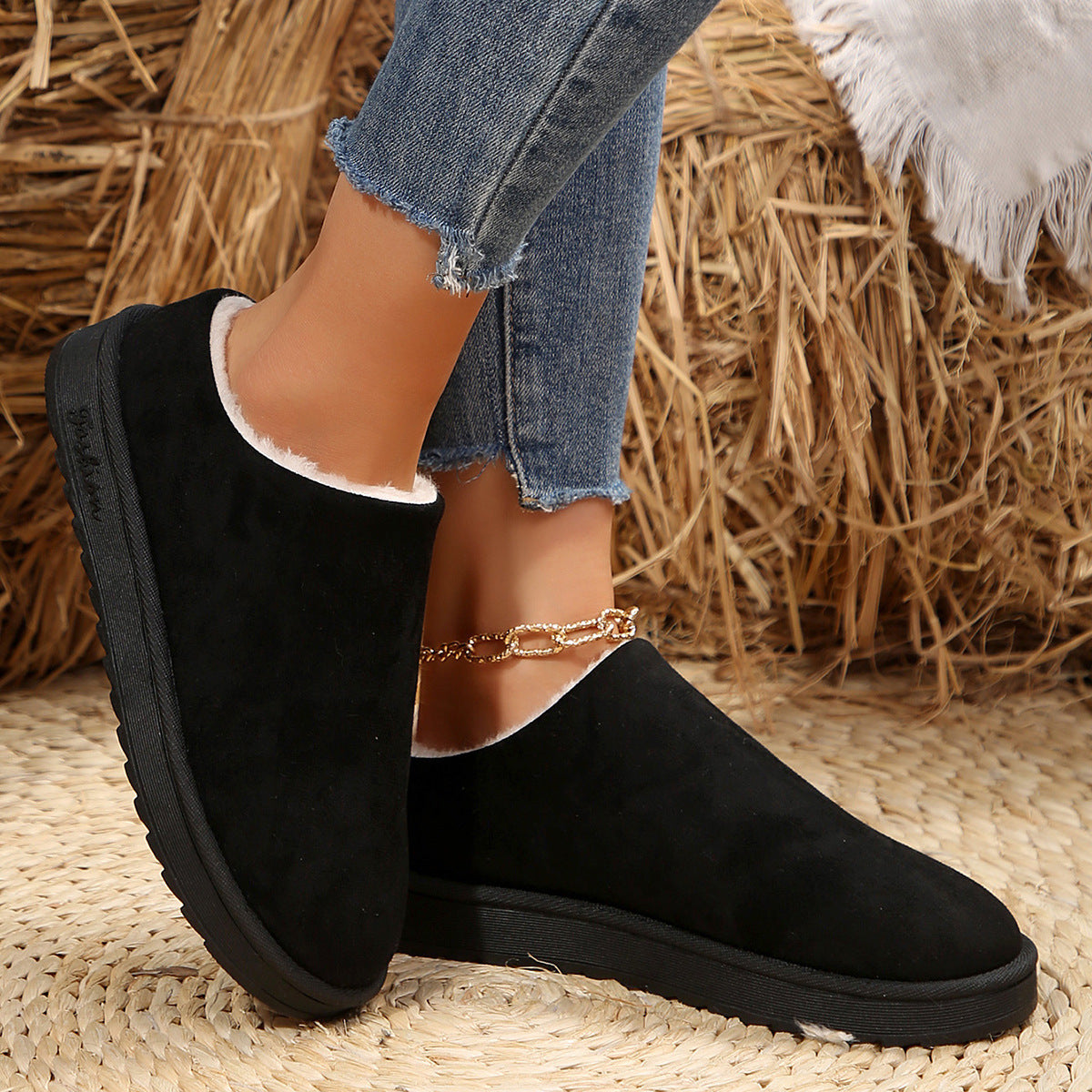Damen Slipper Weich Kunstfell Rutschfest Warm