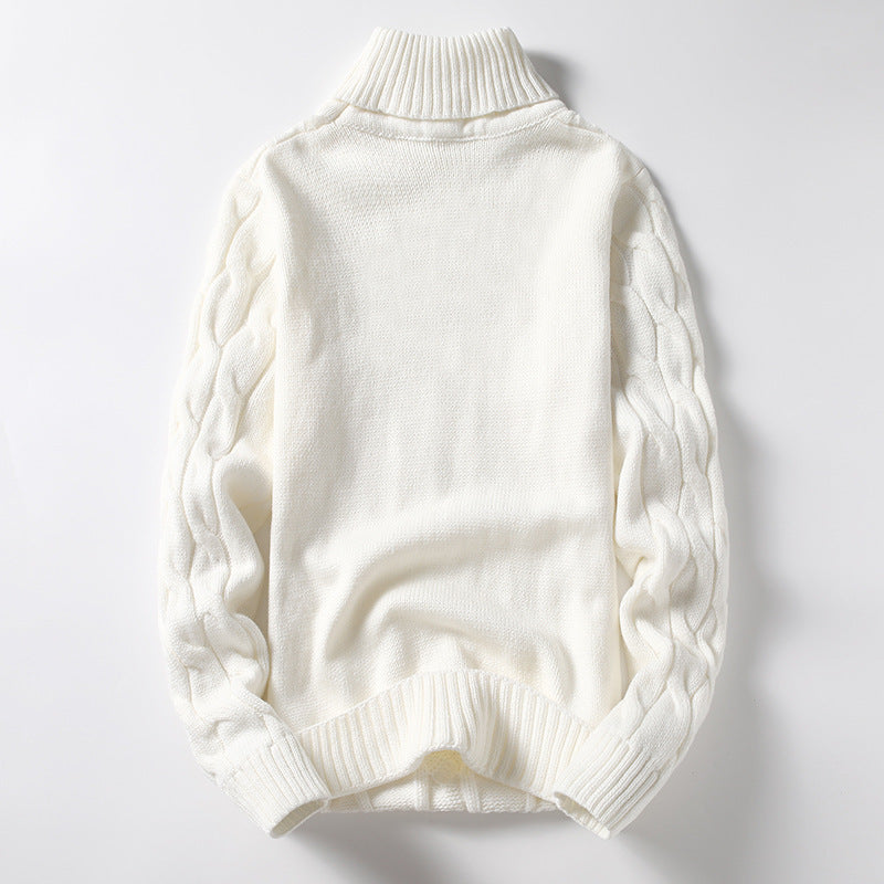 Herren Strickpullover Rollkragen Zopf Muster Winter