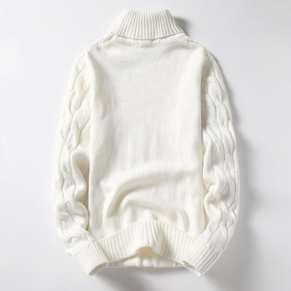 Herren Strickpullover Rollkragen Zopf Muster Winter