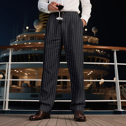 Herren Hose Streifen Elegant Slim Fit