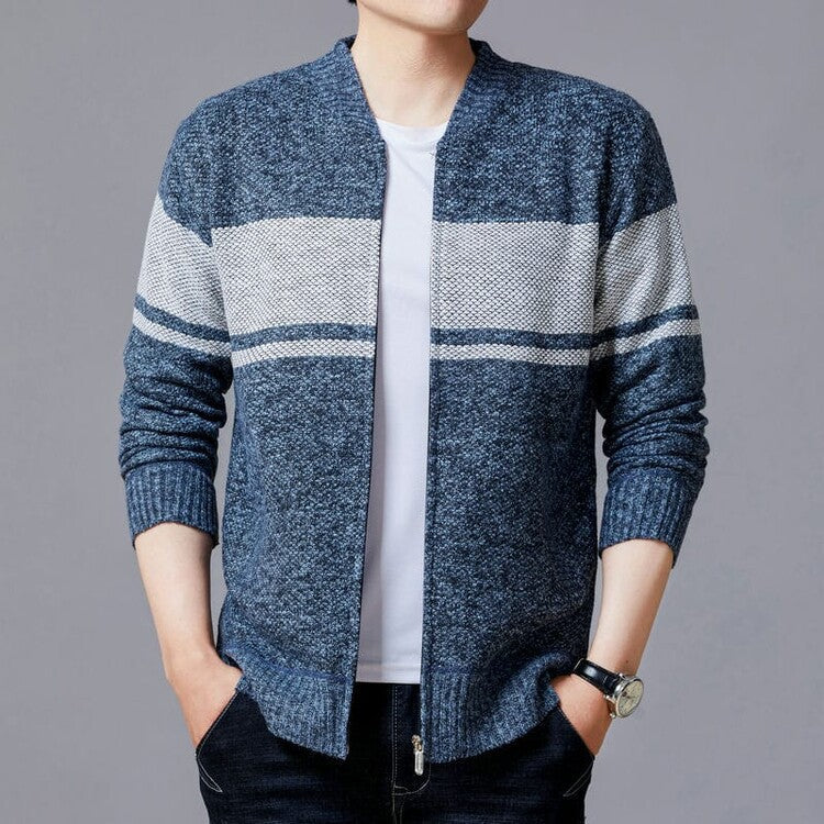 Herren Strickjacke Modern Mit Reißverschluss Und Struktur Optik