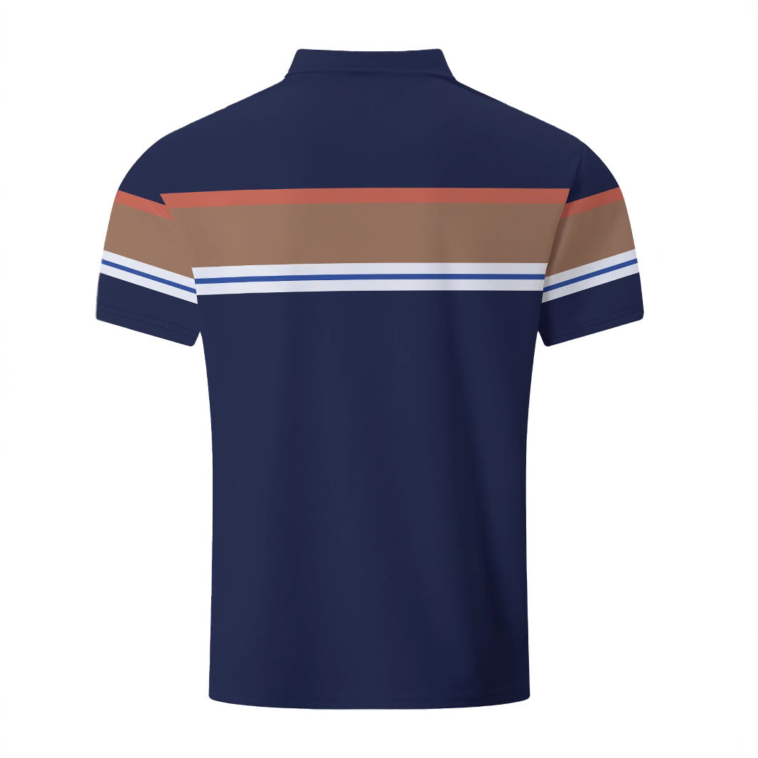 Herren Poloshirt Kurzarm mit Blockstreifen Modern