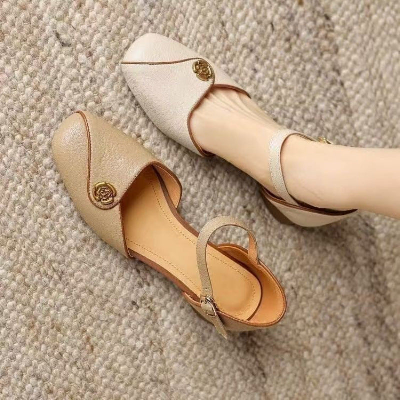 Damen Sling-Sandalen Elegant mit Knöpfen Sommermode - BerlinGlamour