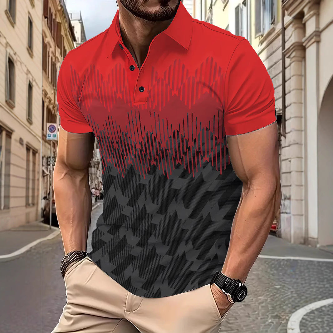 Herren Poloshirt atmungsaktiv mit Grafikdruck Modern - BerlinGlamour
