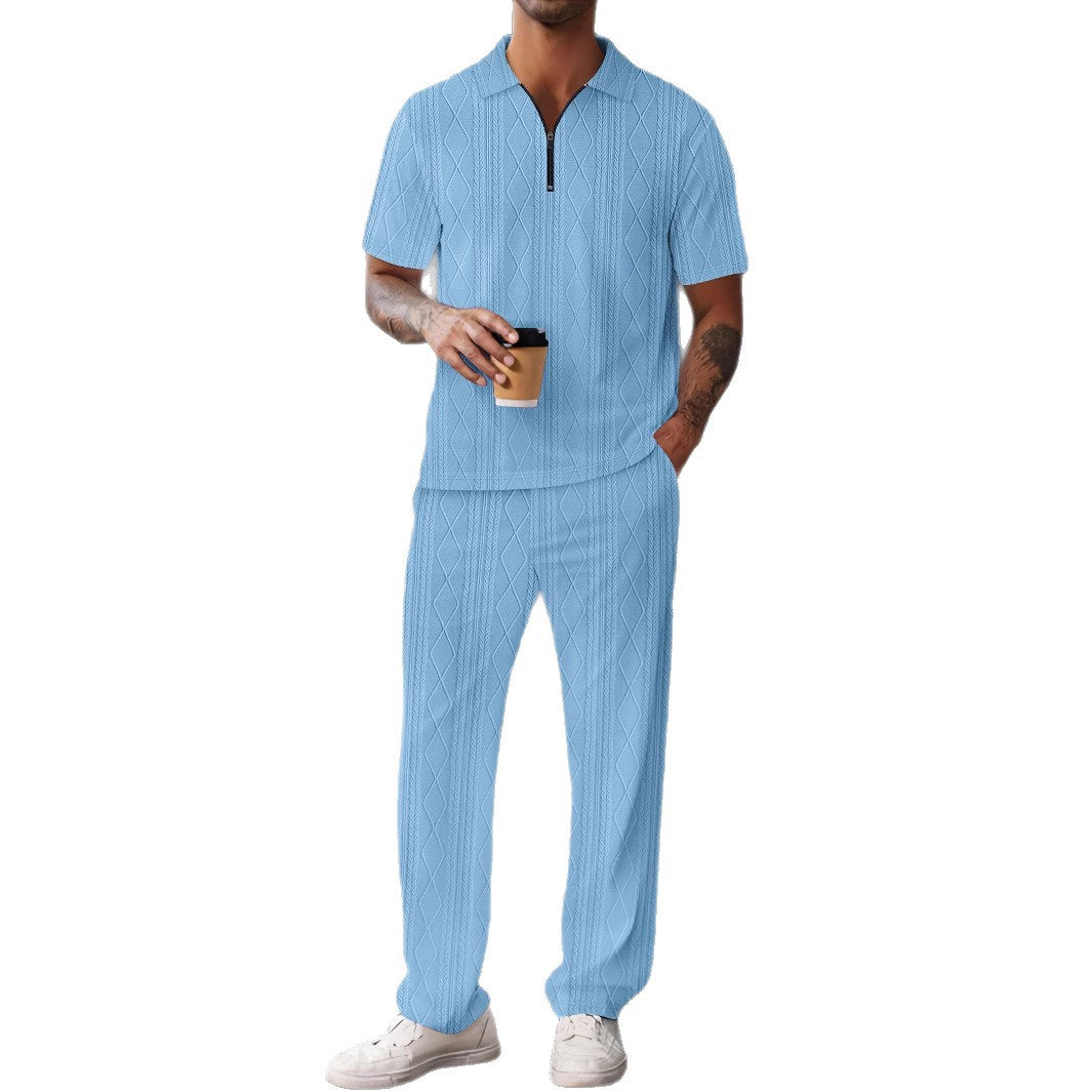 Herren Freizeitanzug Modern mit Reißverschluss und Strukturdetail