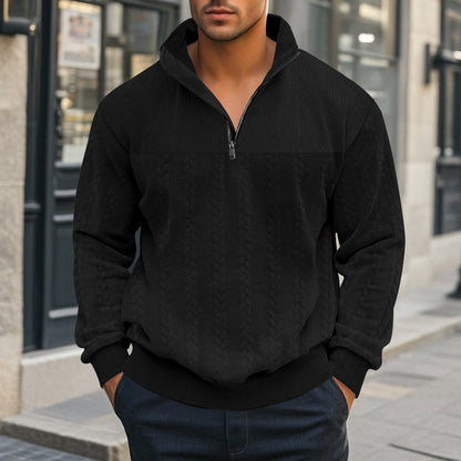 Herren Strickpullover Modern mit Reißverschluss Grau