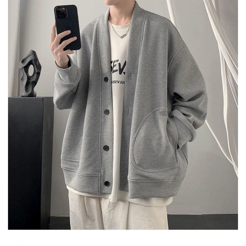 Damen Strickjacke Lässig Mit V-Ausschnitt Und Taschen