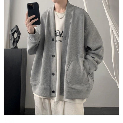 Damen Strickjacke Lässig Mit V-Ausschnitt Und Taschen