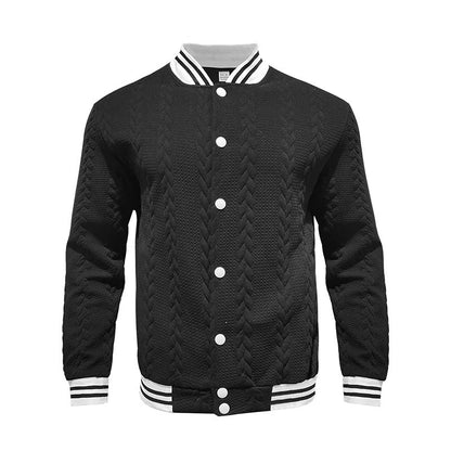 Herren Bomberjacke Sportlich Strickmuster Modern