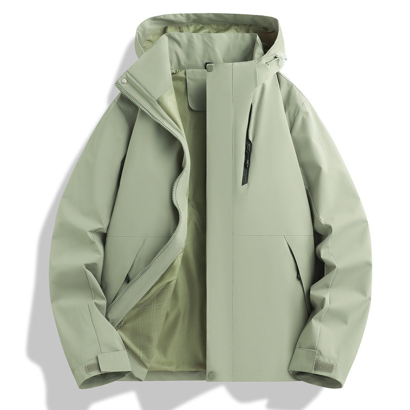 Herren Funktionsjacke Wetterfest mit Verstellbarem Kapuzen-Kragen