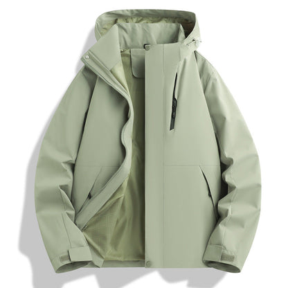 Herren Funktionsjacke Wetterfest mit Verstellbarem Kapuzen-Kragen