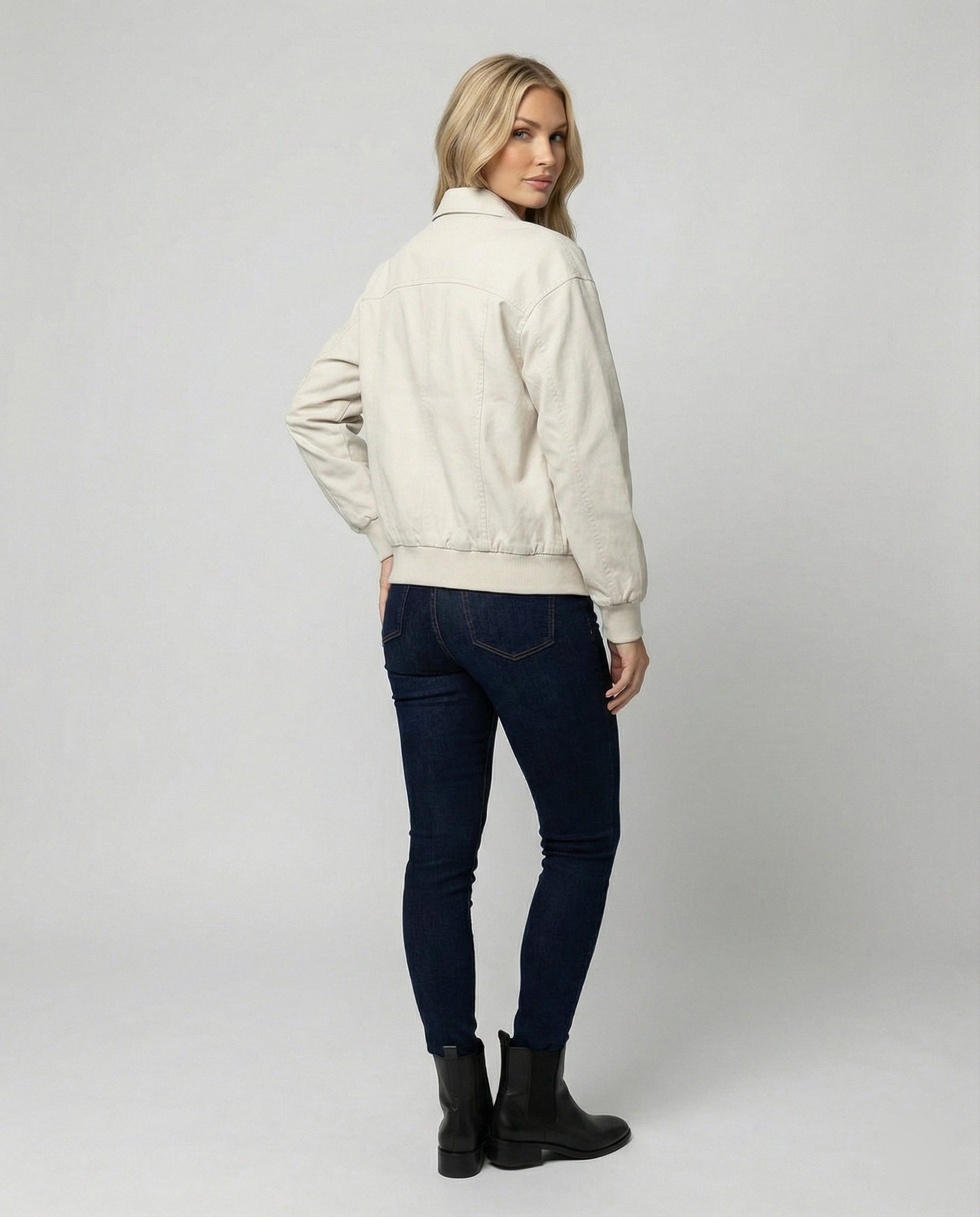 Damen Blousonjacke Leicht Baumwolle Modern mit Elastikbund