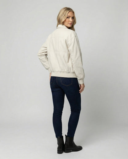Damen Blousonjacke Leicht Baumwolle Modern mit Elastikbund