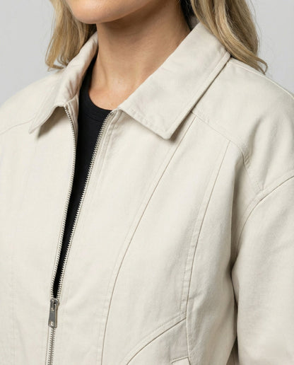 Damen Blousonjacke Leicht Baumwolle Modern mit Elastikbund