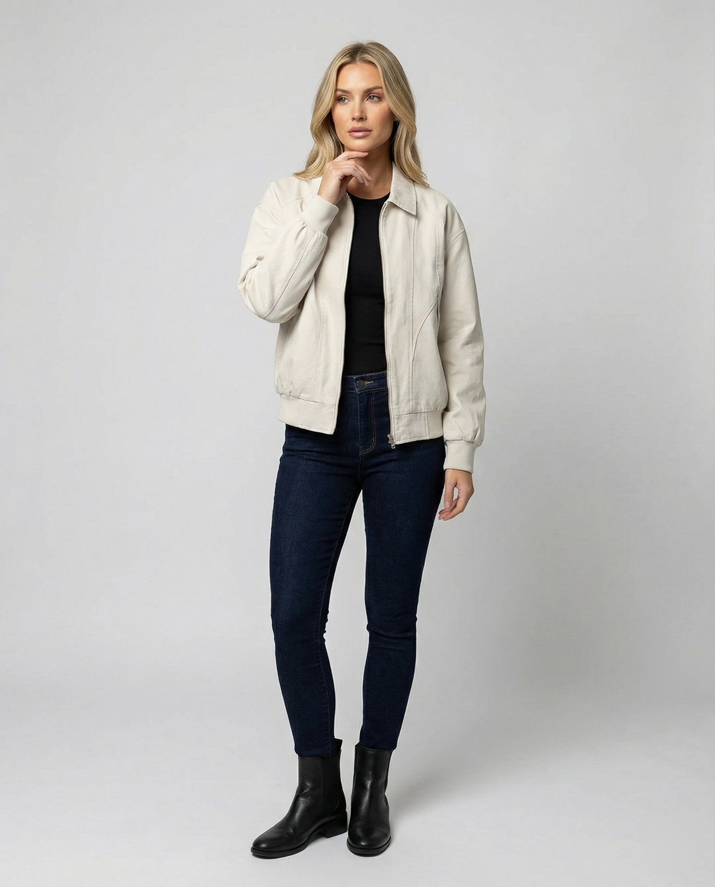 Damen Blousonjacke Leicht Baumwolle Modern mit Elastikbund