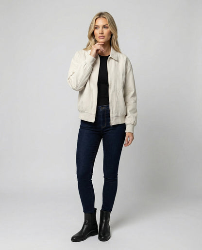 Damen Blousonjacke Leicht Baumwolle Modern mit Elastikbund