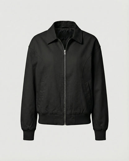 Damen Blousonjacke Leicht Baumwolle Modern mit Elastikbund