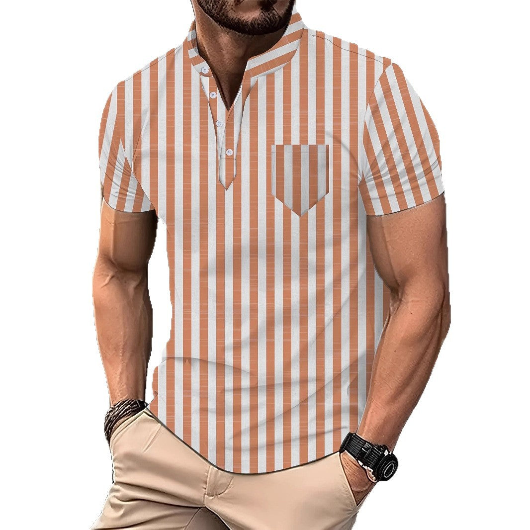 Herren Kurzarm-Hemd Modernes Streifenmuster Berlin Style