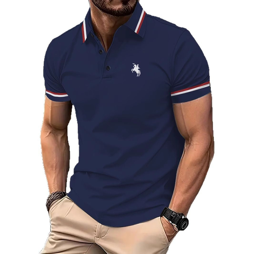 Herren Poloshirt Sportlich Modern Kontraststreifen