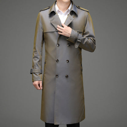 Herren Trenchcoat Modern mit Doppelknopf und Taschen