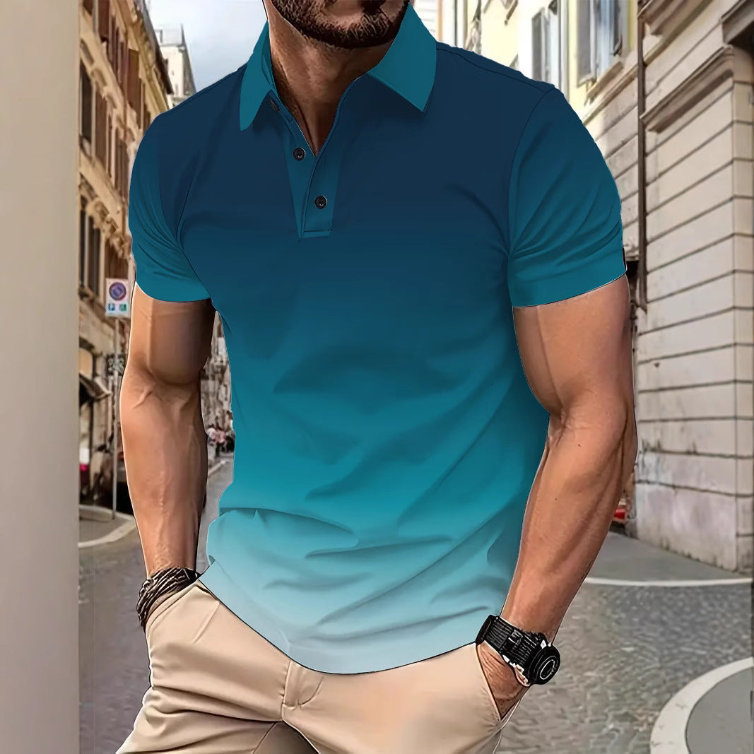 Herren Polohemd Atmungsaktiv Farbverlauf Modern Sportlich