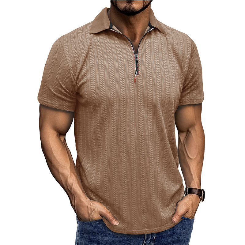 Herren Poloshirt Modern Zippverschluss Slim Fit