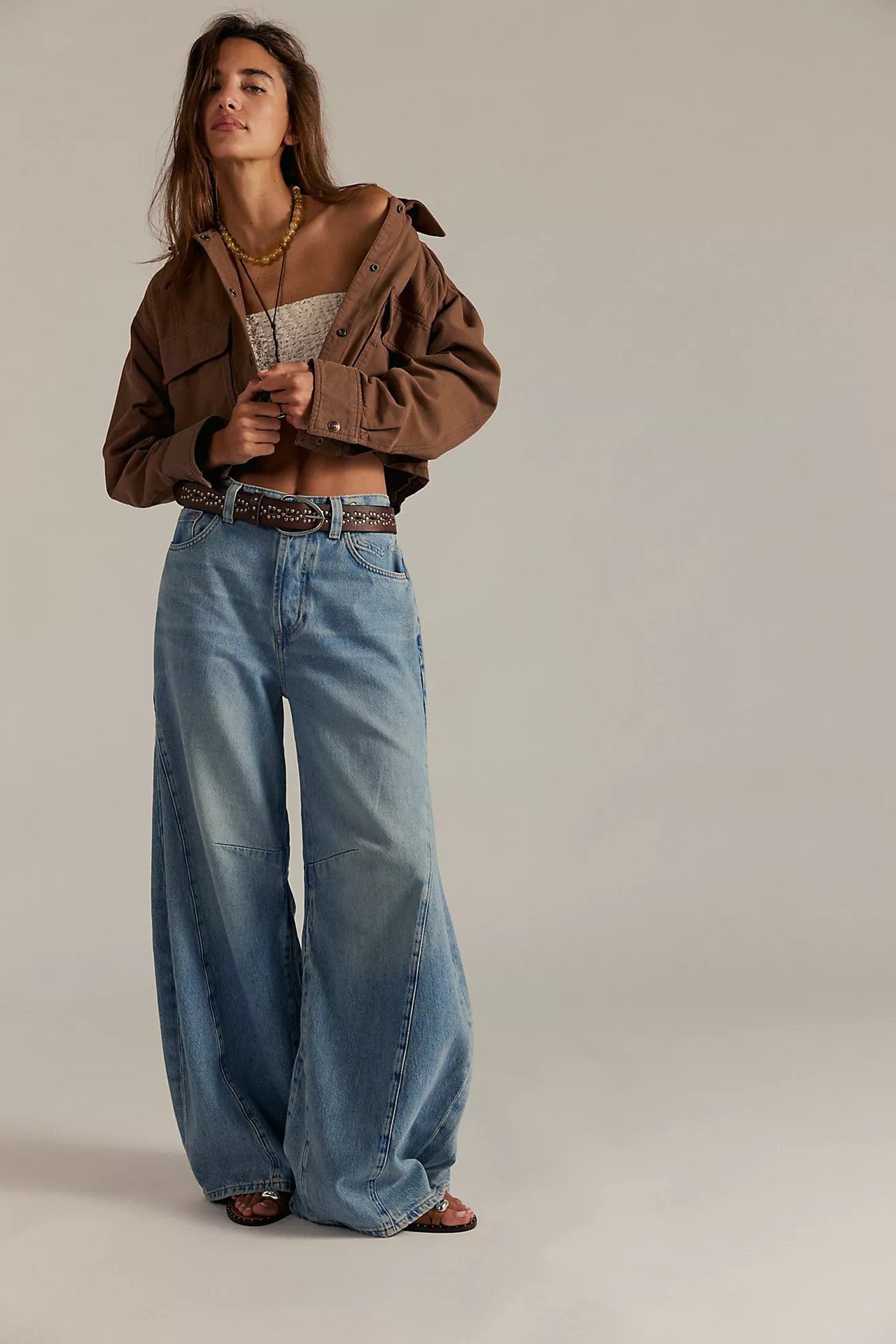 Damen Jeans Weite Bein Overdye Blau
