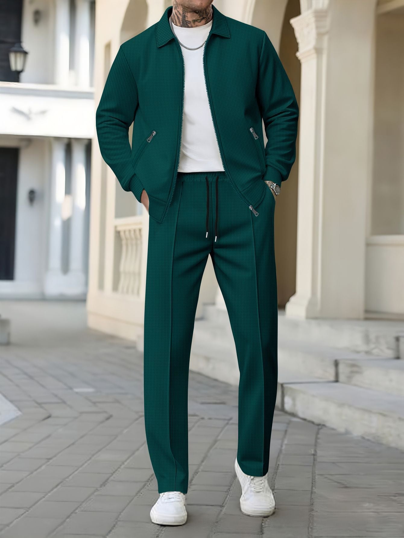 Herren Freizeitanzug-Set Sportlich Modern mit Strukturdesign