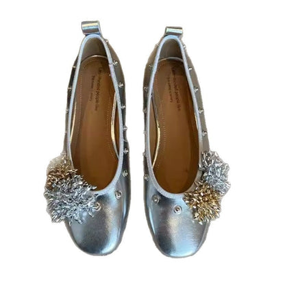 Damen Ballerinas Schmuck Applikationen Bequem