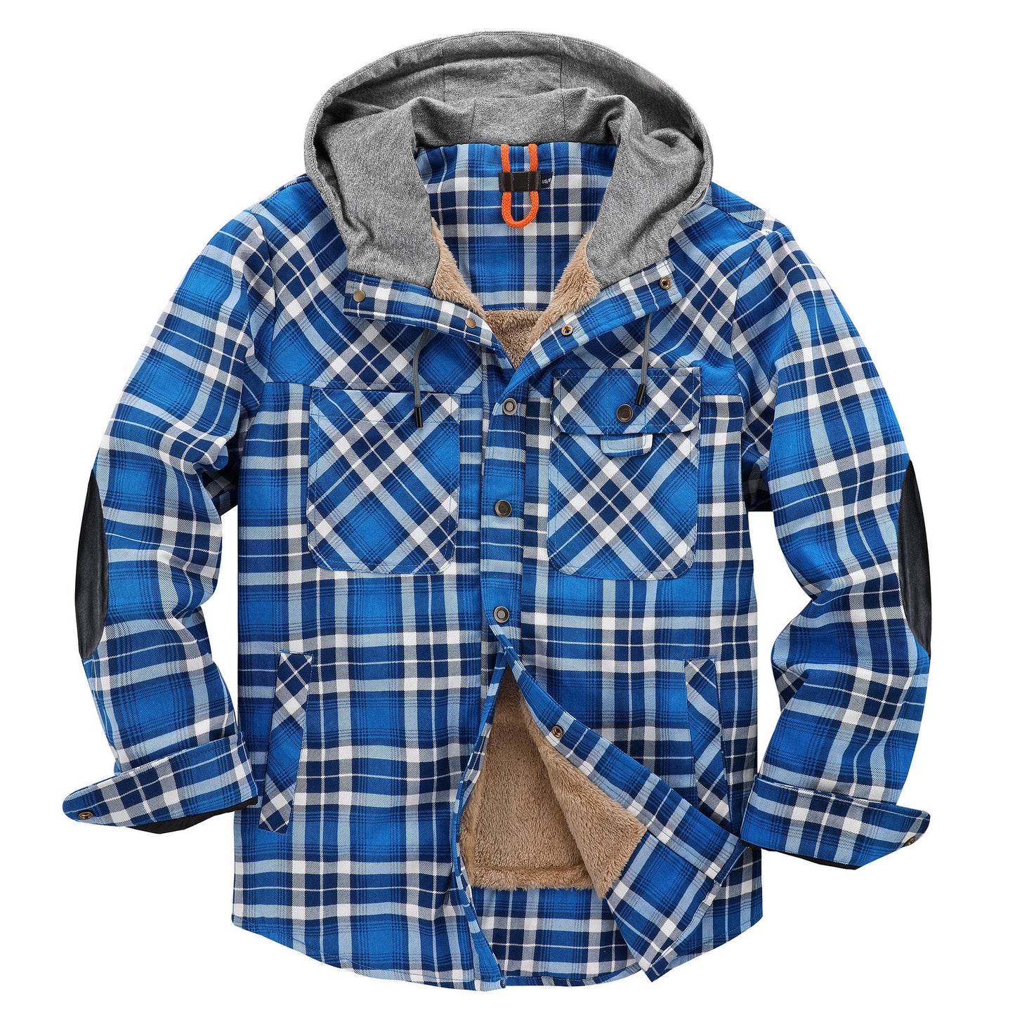 Herren Flanelljacke Weich Kapuze Warm Winter
