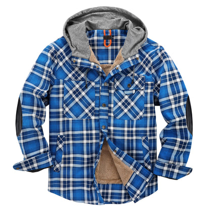 Herren Flanelljacke Weich Kapuze Warm Winter