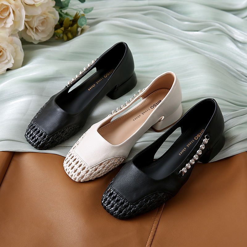 Damen Ballerinas Glänzend Flechtmuster Modern