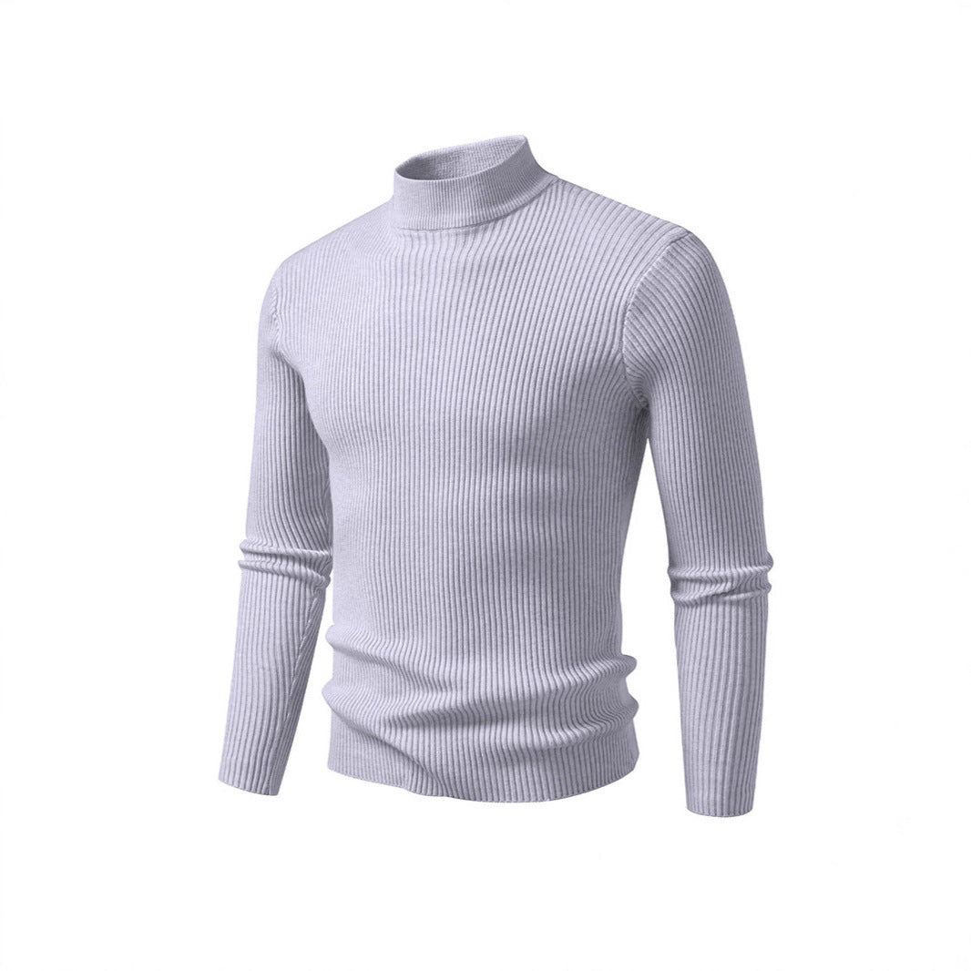 Herren Rollkragenpullover Strick Material Modern Schwarz