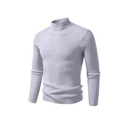 Herren Rollkragenpullover Strick Material Modern Schwarz