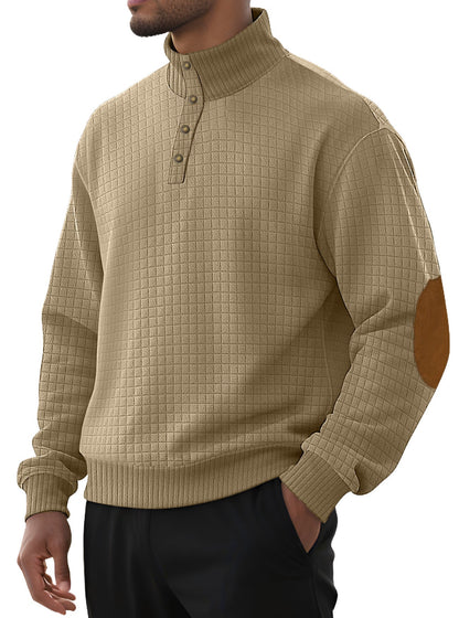 Herren Pullover Stehkragen Modern Leder Optik