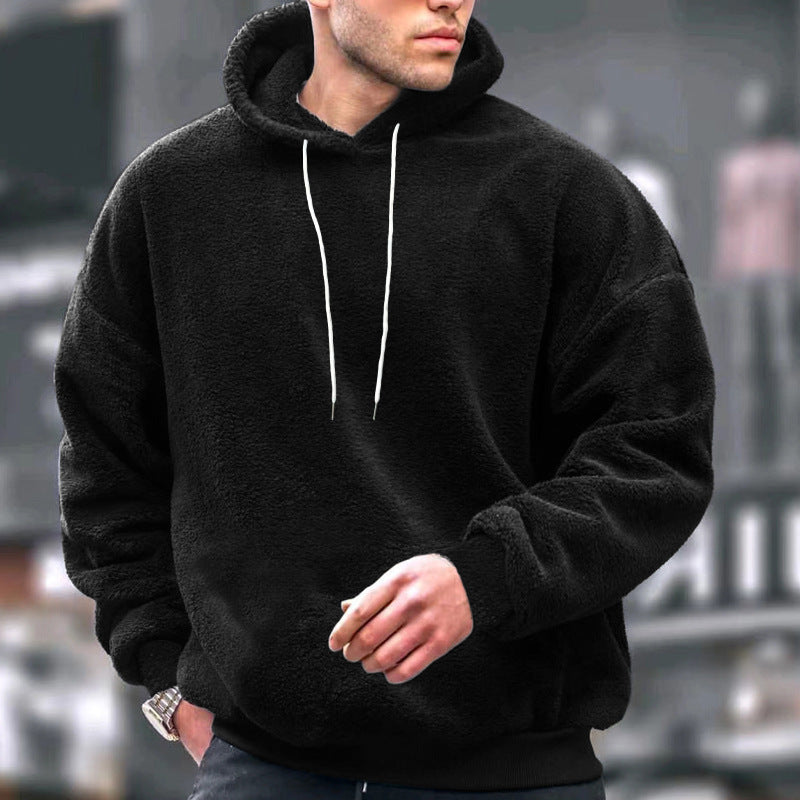 Herren Fleece Hoodie Warm Kuschelig Mit Kordelzug
