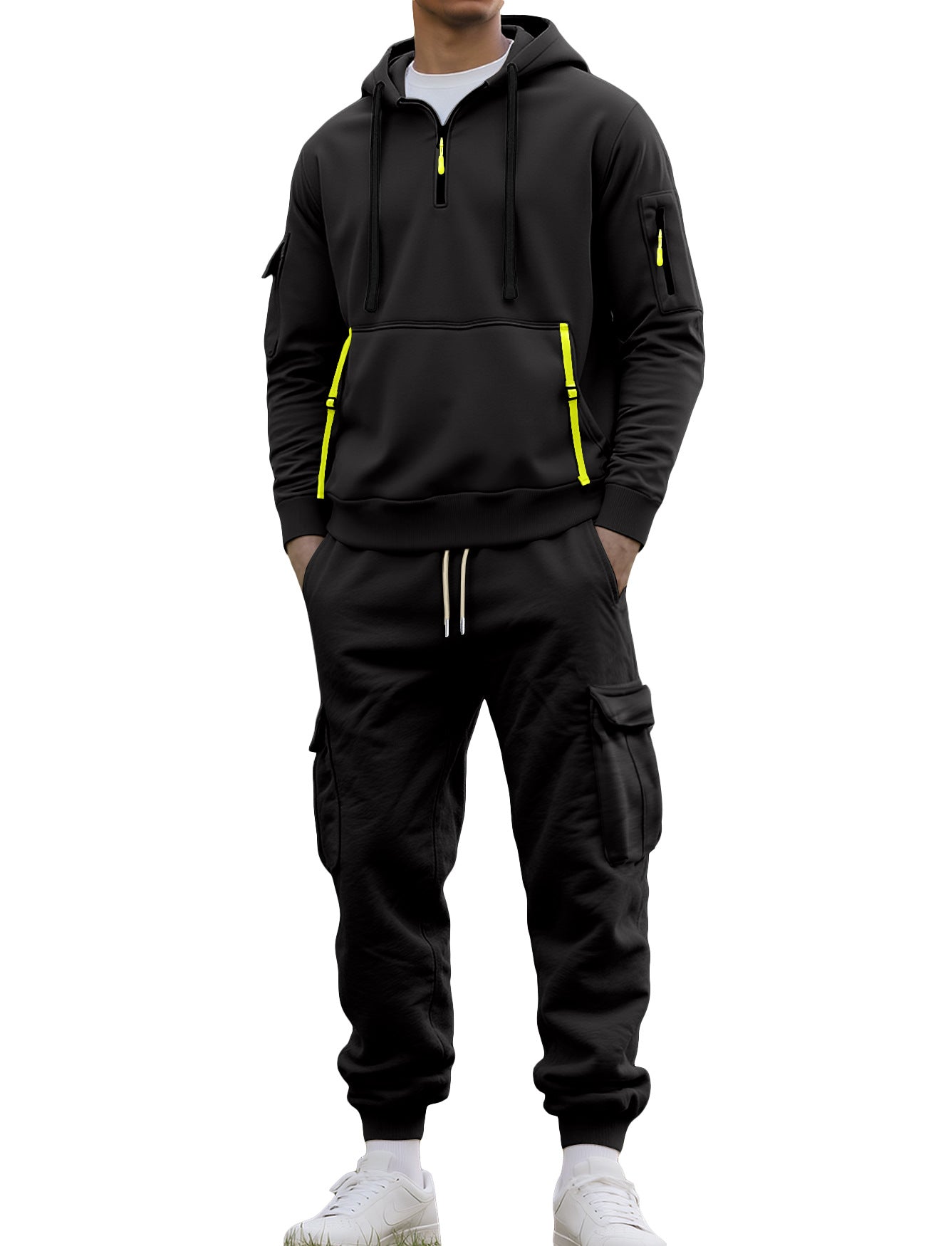Herren Sportanzug Kapuze Taschen Funktionell Modern