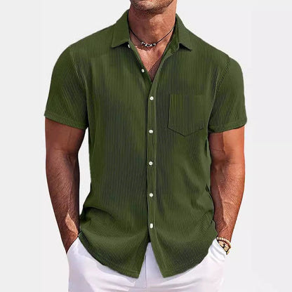 Herren Hemd Kurzarm Modern mit Streifenmuster Slim Fit